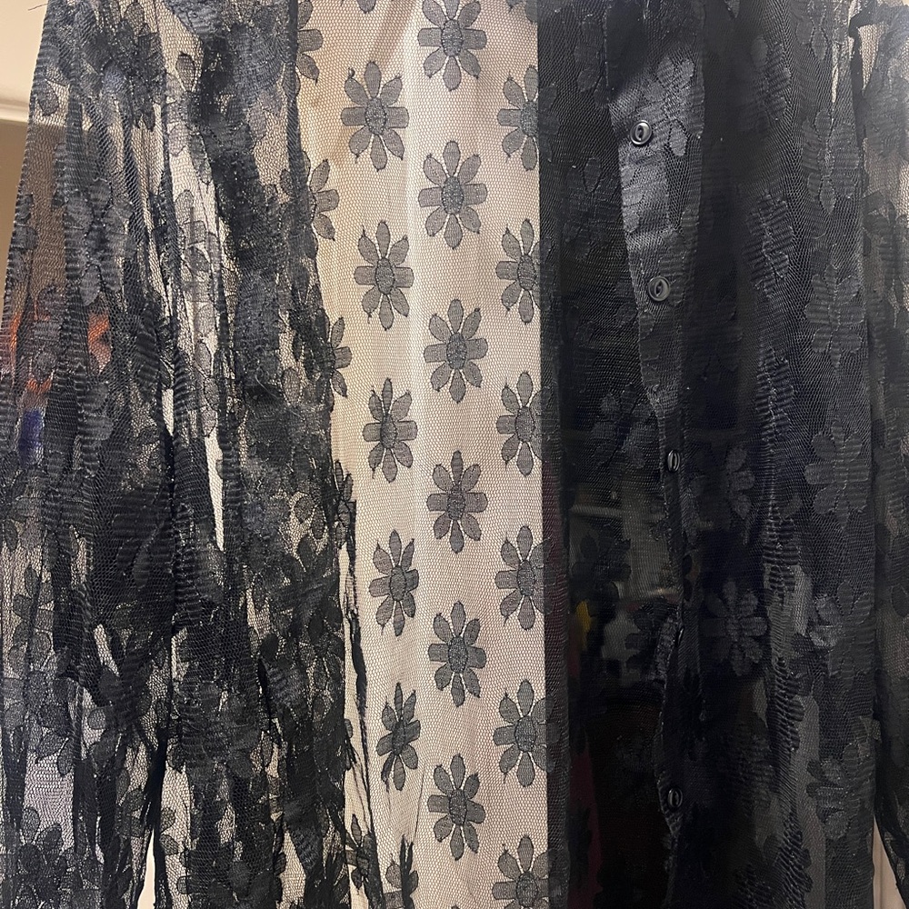 Floral Sheer Black Blouse